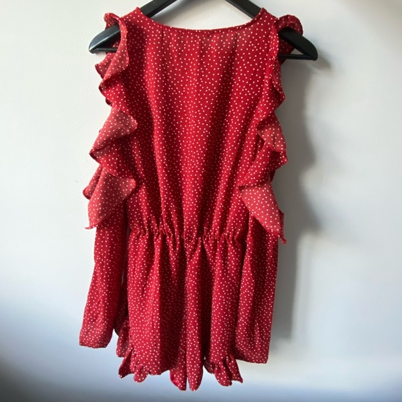 Red Polka Dot Frill Romper - Picture 2 of 3